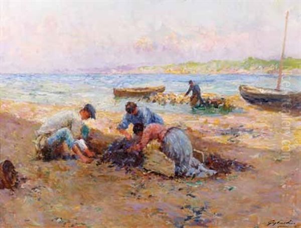 Le Retour De Peche Oil Painting by Julien Gustave Gagliardini