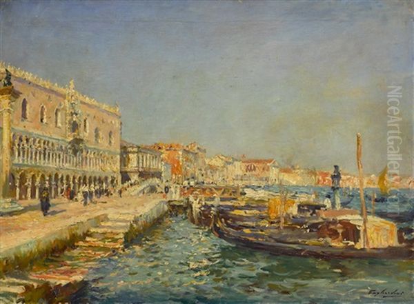 Palais Des Doges A Venise Oil Painting by Julien Gustave Gagliardini