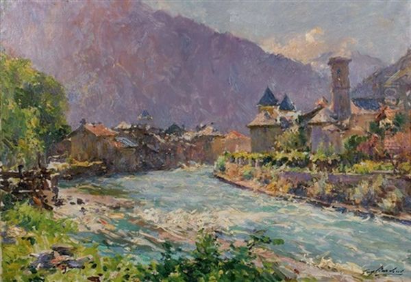 Torrent Dans Les Alpes Oil Painting by Julien Gustave Gagliardini