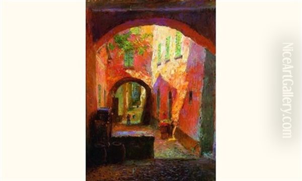 Ruelle Ensoleillee Oil Painting by Julien Gustave Gagliardini