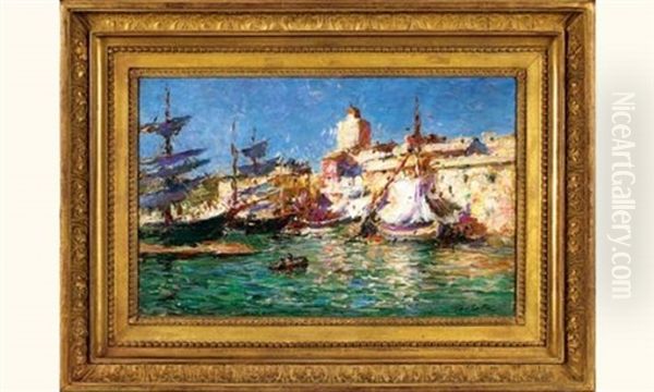 Le Sechage Des Voiles Oil Painting by Julien Gustave Gagliardini