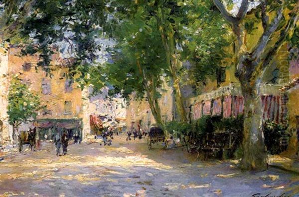 Barjol En Provence Oil Painting by Julien Gustave Gagliardini