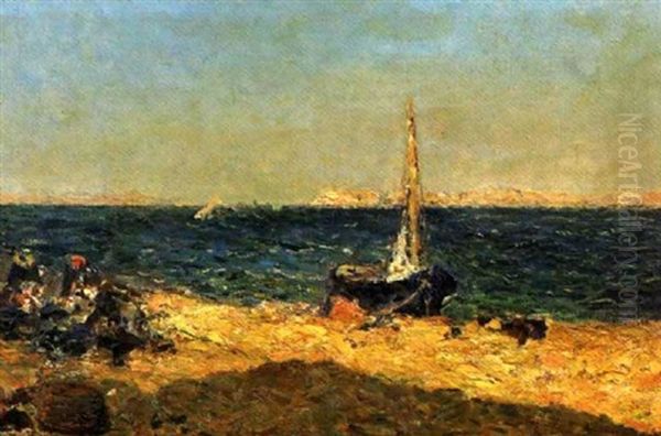 Mistral Sur L'etang De Berre Oil Painting by Julien Gustave Gagliardini