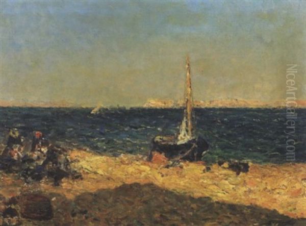 Mistral Sur L'etang De Berre Oil Painting by Julien Gustave Gagliardini