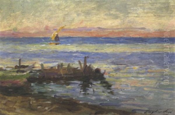 Bord De Mer Oil Painting by Julien Gustave Gagliardini