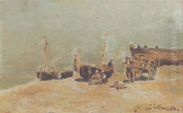 Strandpartie Oil Painting by Julien Gustave Gagliardini