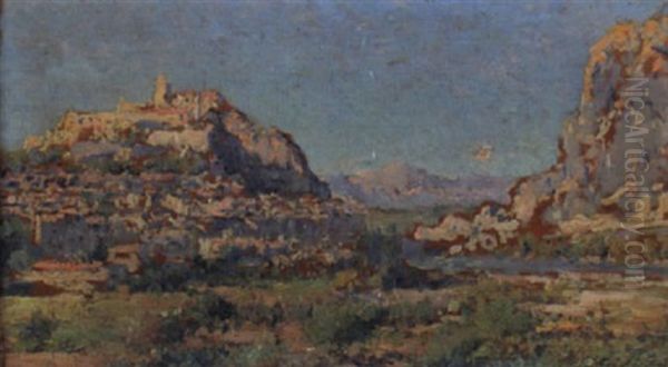 Vue De Sisteron, Basses-alpes Oil Painting by Julien Gustave Gagliardini