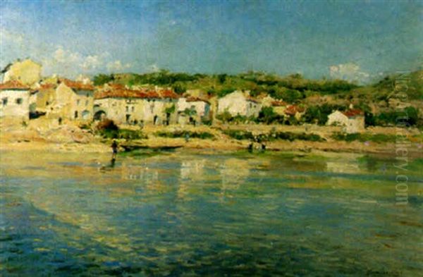 Along The Seine Oil Painting by Julien Gustave Gagliardini