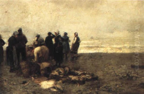 After The Catch Oil Painting by Julien Gustave Gagliardini