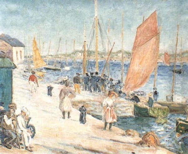 Port De Peche Des Martigues Oil Painting by Julien Gustave Gagliardini