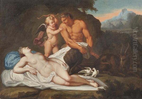 Venus Endormie Surprise Par Un Satyre Oil Painting by Benigne Gagneraux