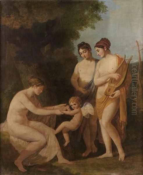 Cupidon Et Les Trois Graces Oil Painting by Benigne Gagneraux