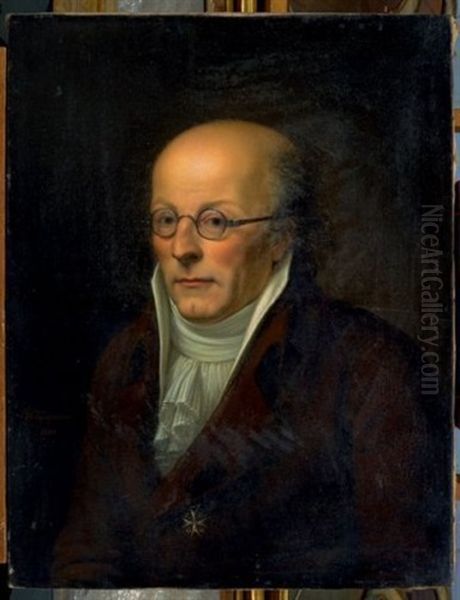 Portrait Du Marquis Antoine Victor D'auberjon Avec La Croix De L'ordre De Malte Oil Painting by Baptiste Gagnereaux