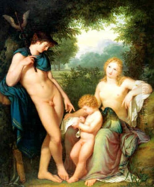 Der Unterricht Amors Durch Venus Und Merkur Oil Painting by Baptiste Gagnereaux