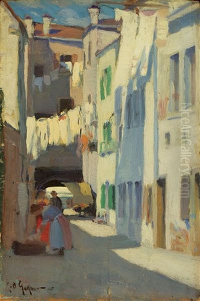 Street Scene Oil Painting by Clarence Alphonse Gagnon