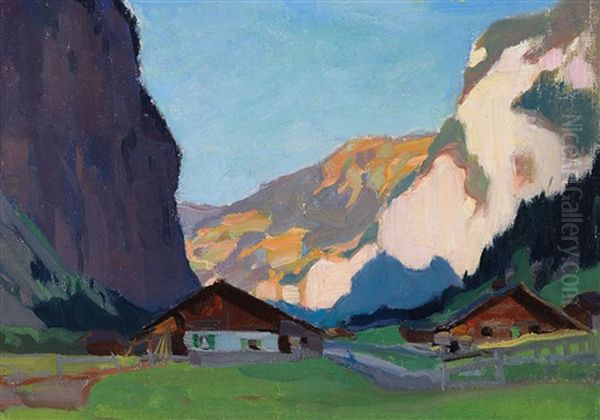 In The Alps Oil Painting by Clarence Alphonse Gagnon