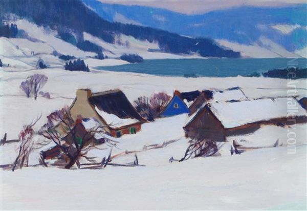 Charlevoix Lake, Spring Thaw Oil Painting by Clarence Alphonse Gagnon