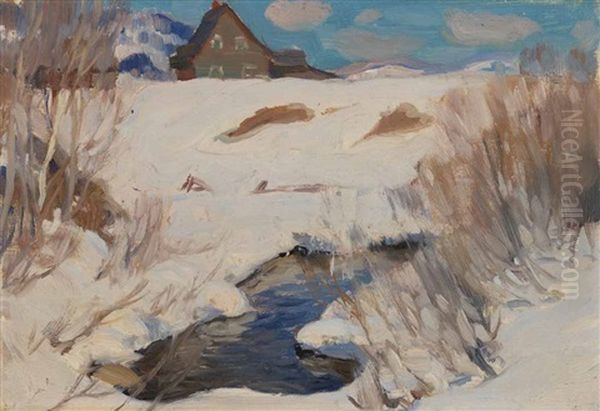 Winter In The Hills Of Baie-st-paul Oil Painting by Clarence Alphonse Gagnon