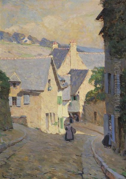 Sunlit Street, Dinan Oil Painting by Clarence Alphonse Gagnon