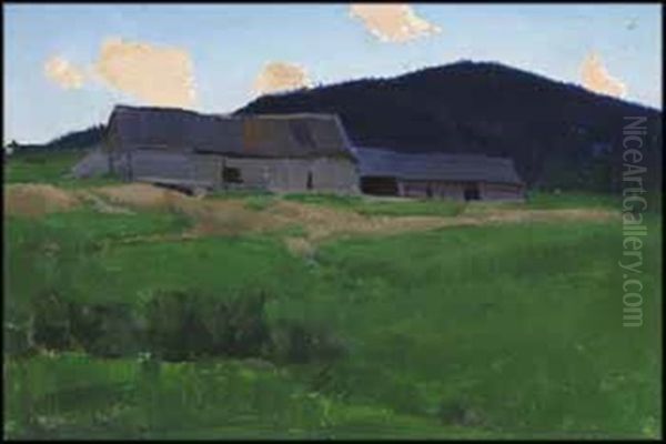 Granges De Range, St. Antoine, Baie St. Paul Oil Painting by Clarence Alphonse Gagnon