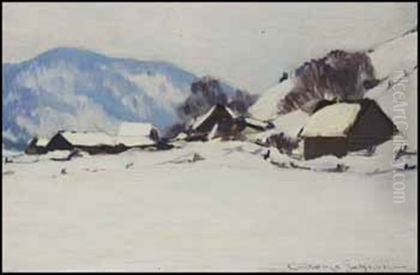 Ferme En Hiver Oil Painting by Clarence Alphonse Gagnon