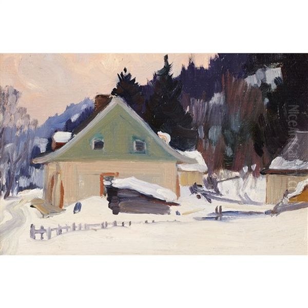 La Maison Au Pique Vert Oil Painting by Clarence Alphonse Gagnon