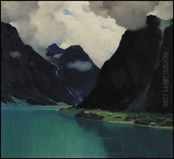 Lac Norvegien - Lac Olden (nordfjord) Oil Painting by Clarence Alphonse Gagnon