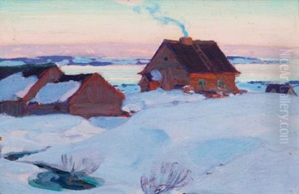 Ferme De St. Antoine (baie St. Paul) Oil Painting by Clarence Alphonse Gagnon