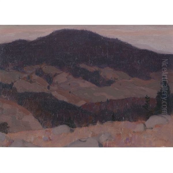 Autumn In The Laurentians (baie St. Paul)(sketch) Oil Painting by Clarence Alphonse Gagnon