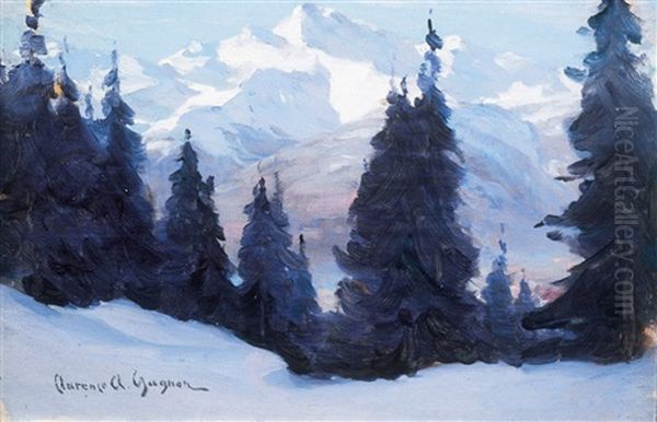 Dent Du Midi, Vue Au Chamossaire, Chesieres, Suisse Oil Painting by Clarence Alphonse Gagnon