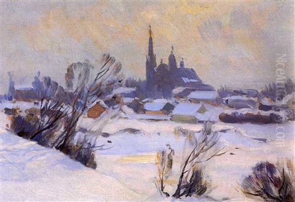 Winter, Baie St. Paul Oil Painting by Clarence Alphonse Gagnon