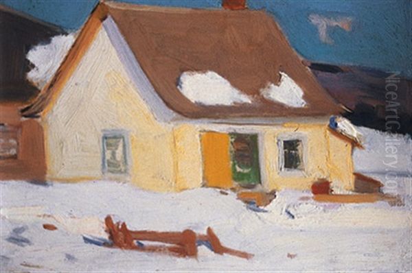 Small Farm House In The Halls Of Baie St. Paul Oil Painting by Clarence Alphonse Gagnon