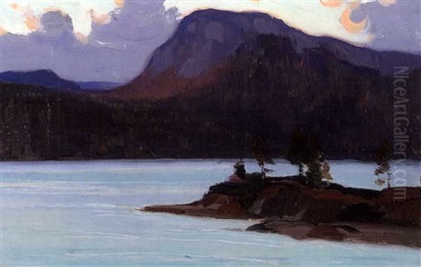 Lake Nyssedal [sic] Oil Painting by Clarence Alphonse Gagnon