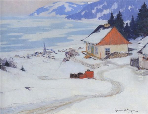 Landscape At Baie St. Paul Oil Painting by Clarence Alphonse Gagnon