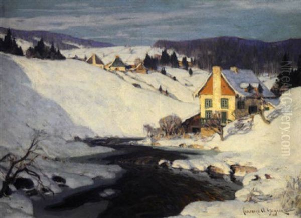 Quebec Village, Winter Oil Painting by Clarence Alphonse Gagnon