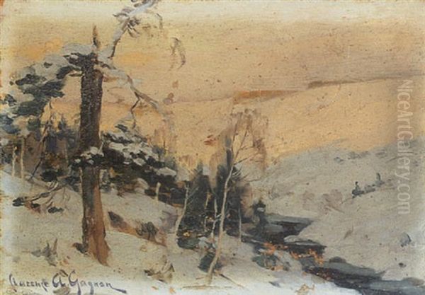 Paysage L'hiver Au Canada Oil Painting by Clarence Alphonse Gagnon