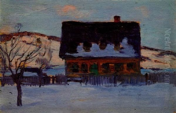 Very Old Farmhouse, Rang De La Mare, Baie St. Paul Oil Painting by Clarence Alphonse Gagnon