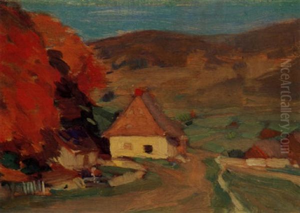 Ferme Du Rang De La Baie, Baie St. Paul Oil Painting by Clarence Alphonse Gagnon