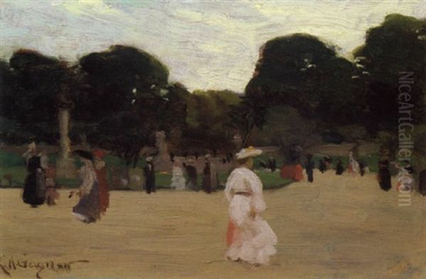 Luxembourg Gardens, Paris Oil Painting by Clarence Alphonse Gagnon