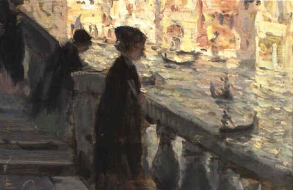 Sur Le Rialto-venise Oil Painting by Clarence Alphonse Gagnon