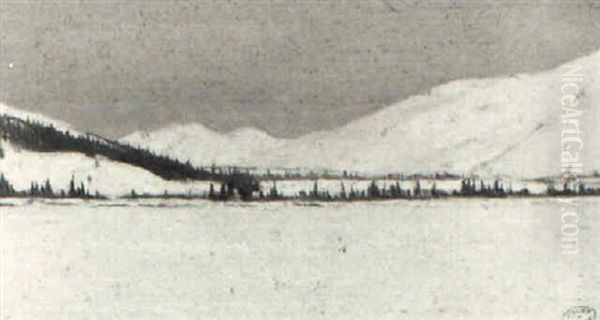 Frozen Lake Oil Painting by Clarence Alphonse Gagnon