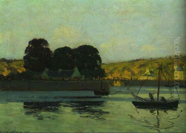 Along The River, France Oil Painting by Clarence Alphonse Gagnon