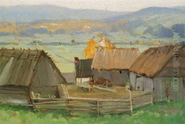 Ferme De Charlevoix Oil Painting by Clarence Alphonse Gagnon