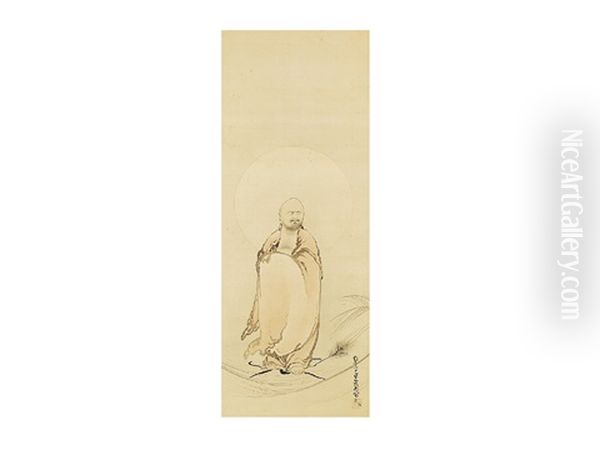 Bodhidharma Oil Painting by Hashimoto Gaho