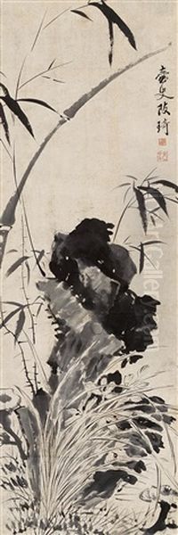 Orchid And Bamboo Oil Painting by  Gai Qi