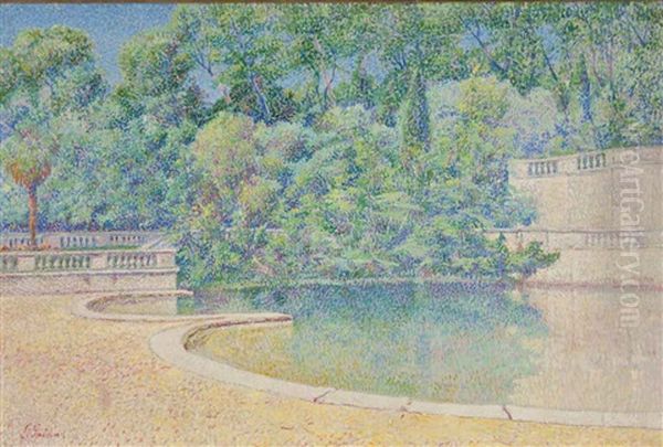 La Fontaine A Nimes Oil Painting by Louis Gaidan