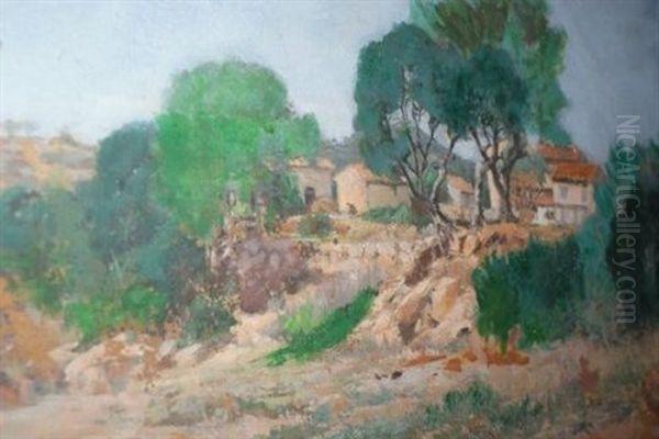 Village Oil Painting by Louis Gaidan