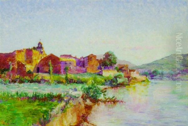 Coastal Landscape, Southern France Oil Painting by Louis Gaidan