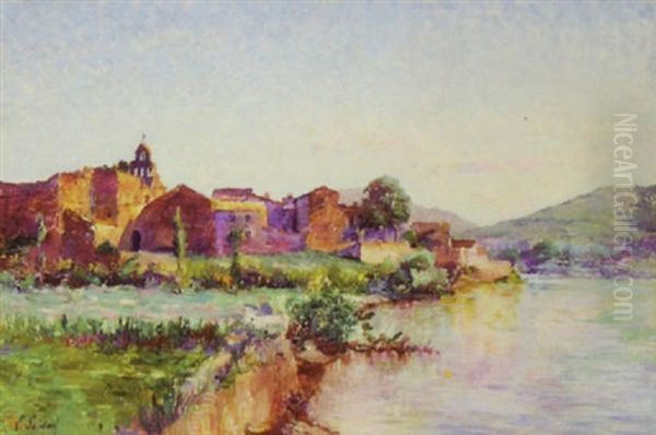 Coastal Landscape Of Southern France Oil Painting by Louis Gaidan