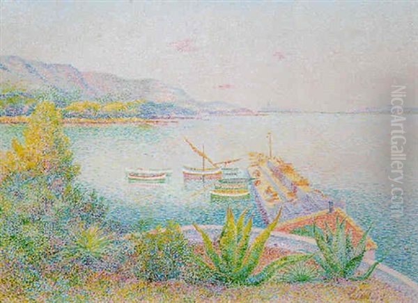 Vue De Port Oil Painting by Louis Gaidan